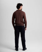 Long Sleeve Knit Polo - Brown