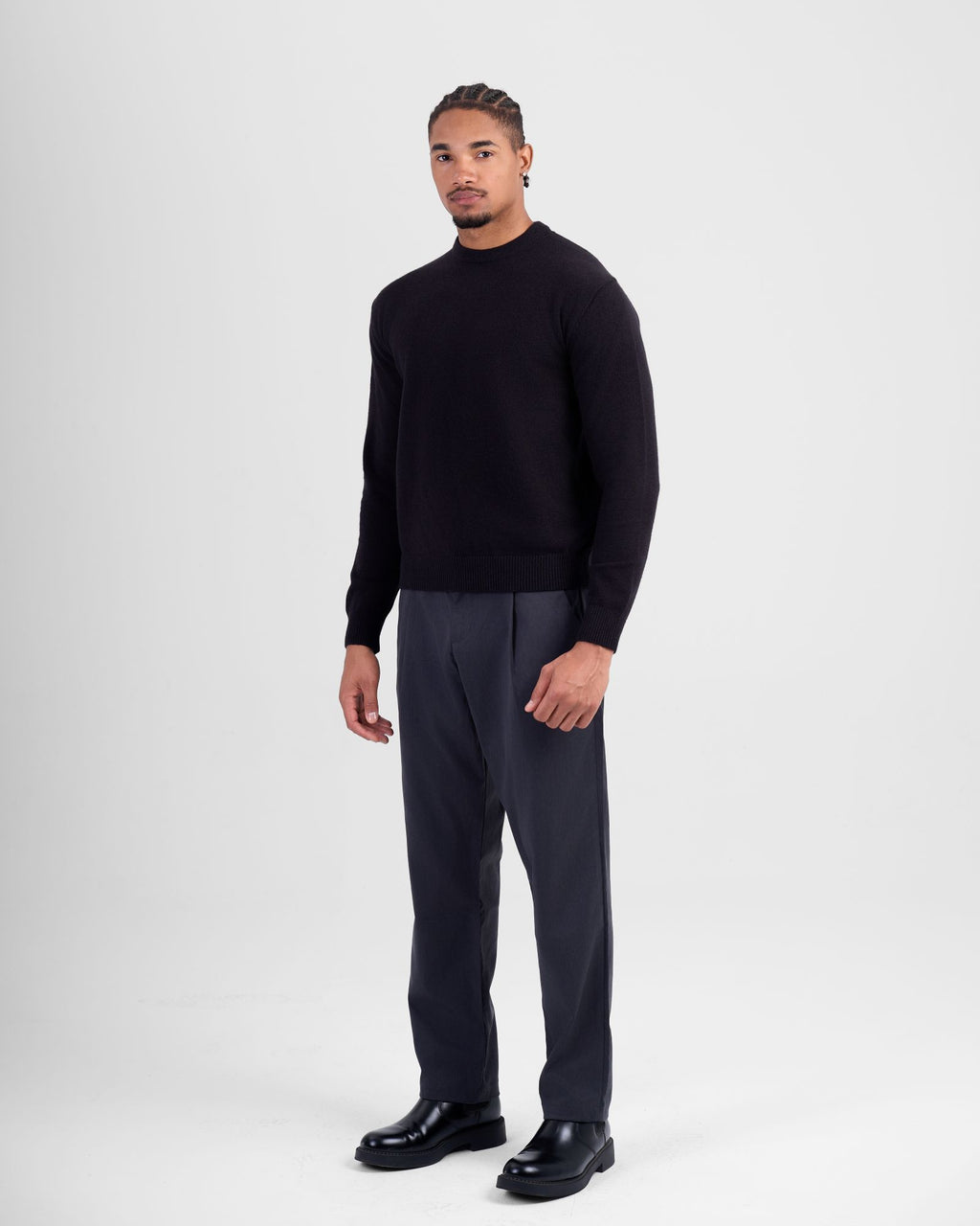 Wool-Blend Crewneck - Black