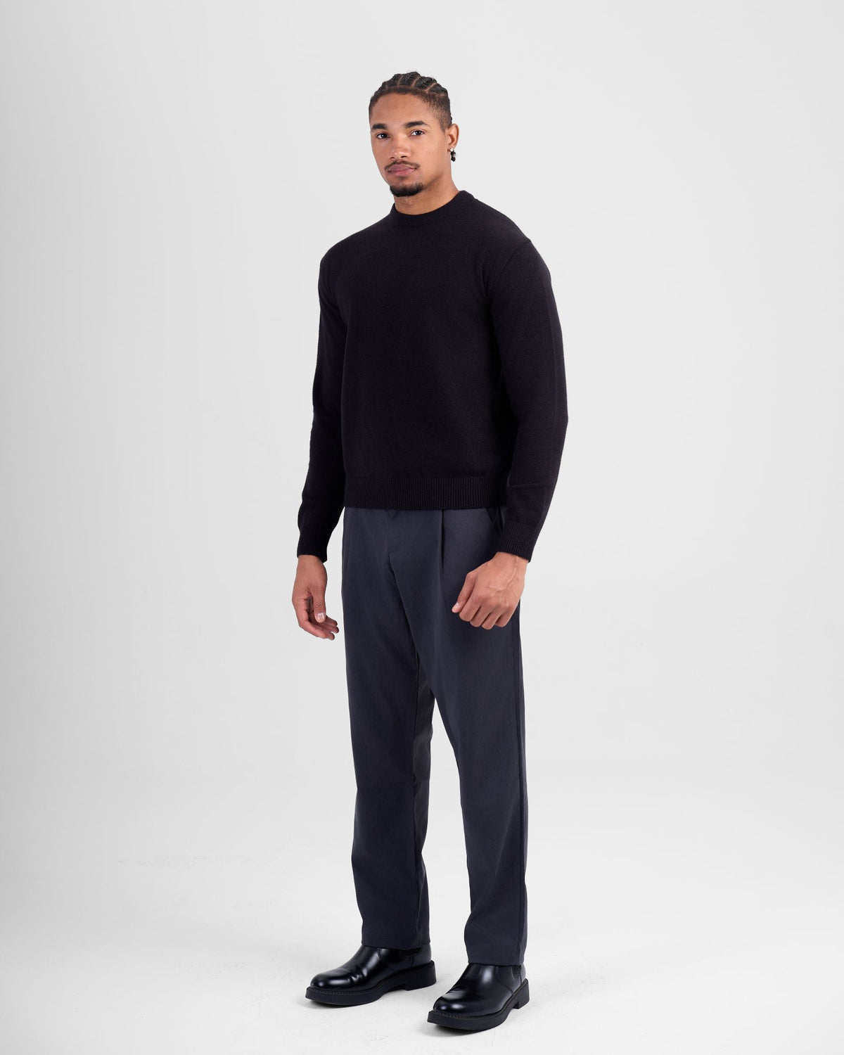 Wool-Blend Crewneck - Black