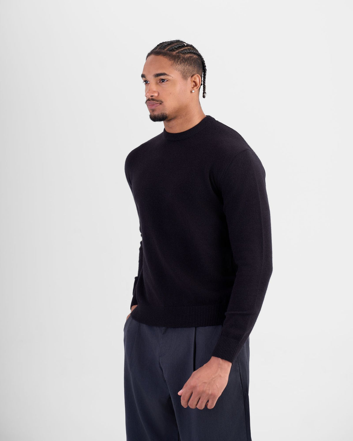 Wool-Blend Crewneck - Black