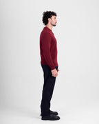 Long Sleeve Knit Polo - Burgundy
