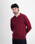 Long Sleeve Knit Polo - Burgundy