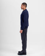 Long Sleeve Knit Polo - Navy