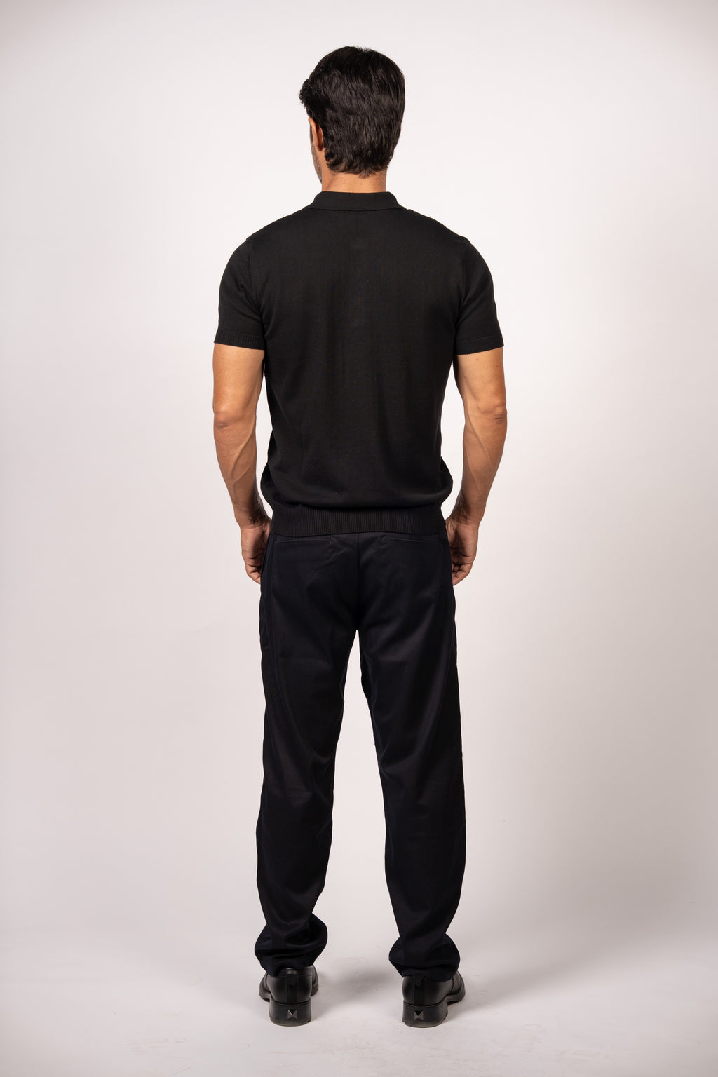Bricks Textured Knit Polo-Black