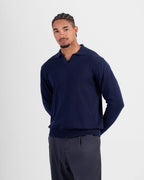 Long Sleeve Knit Polo - Navy