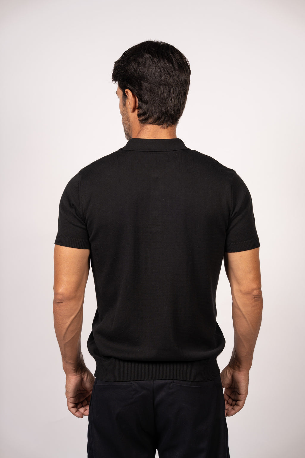 Bricks Textured Knit Polo-Black
