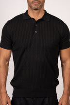 Bricks Textured Knit Polo-Black
