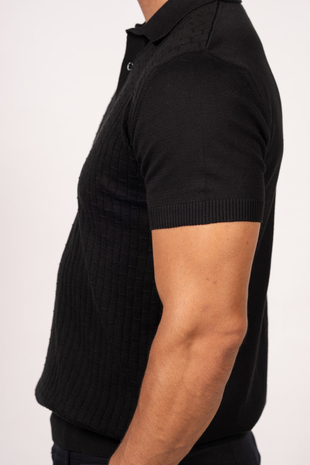 Bricks Textured Knit Polo-Black