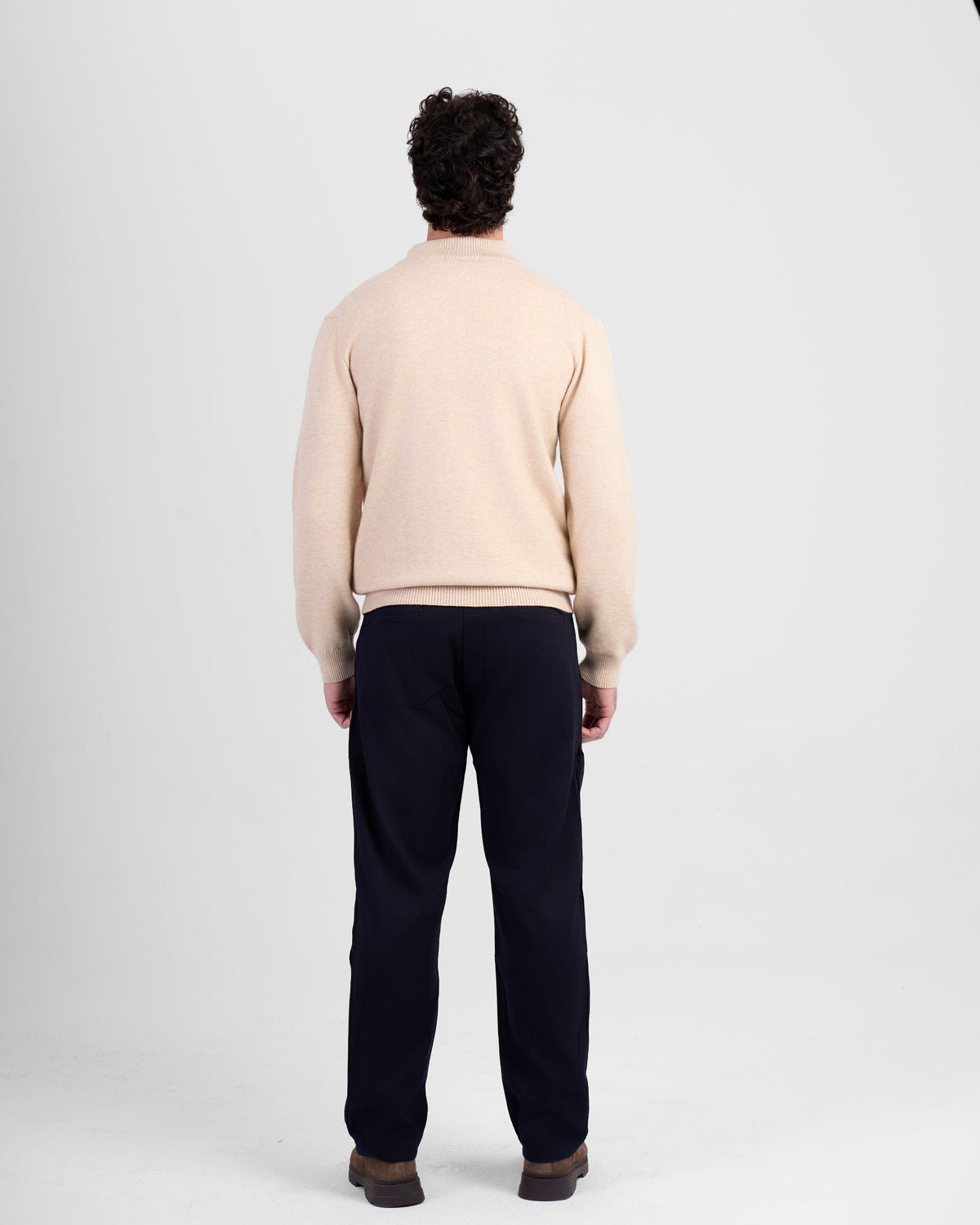 Wool Blend Quarter Zip - Beige
