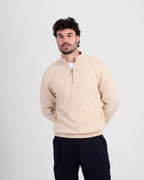 Wool Blend Quarter Zip - Beige
