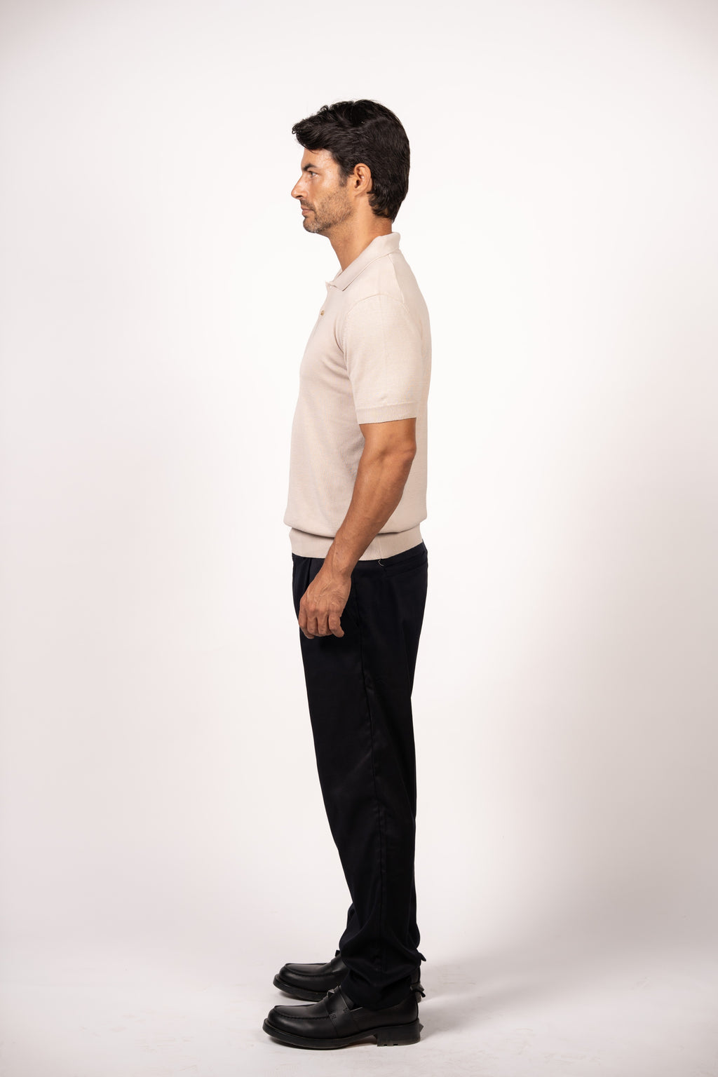 Essential Knit Polo-Beige