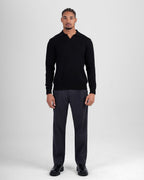 Long Sleeve Knit Polo - Black