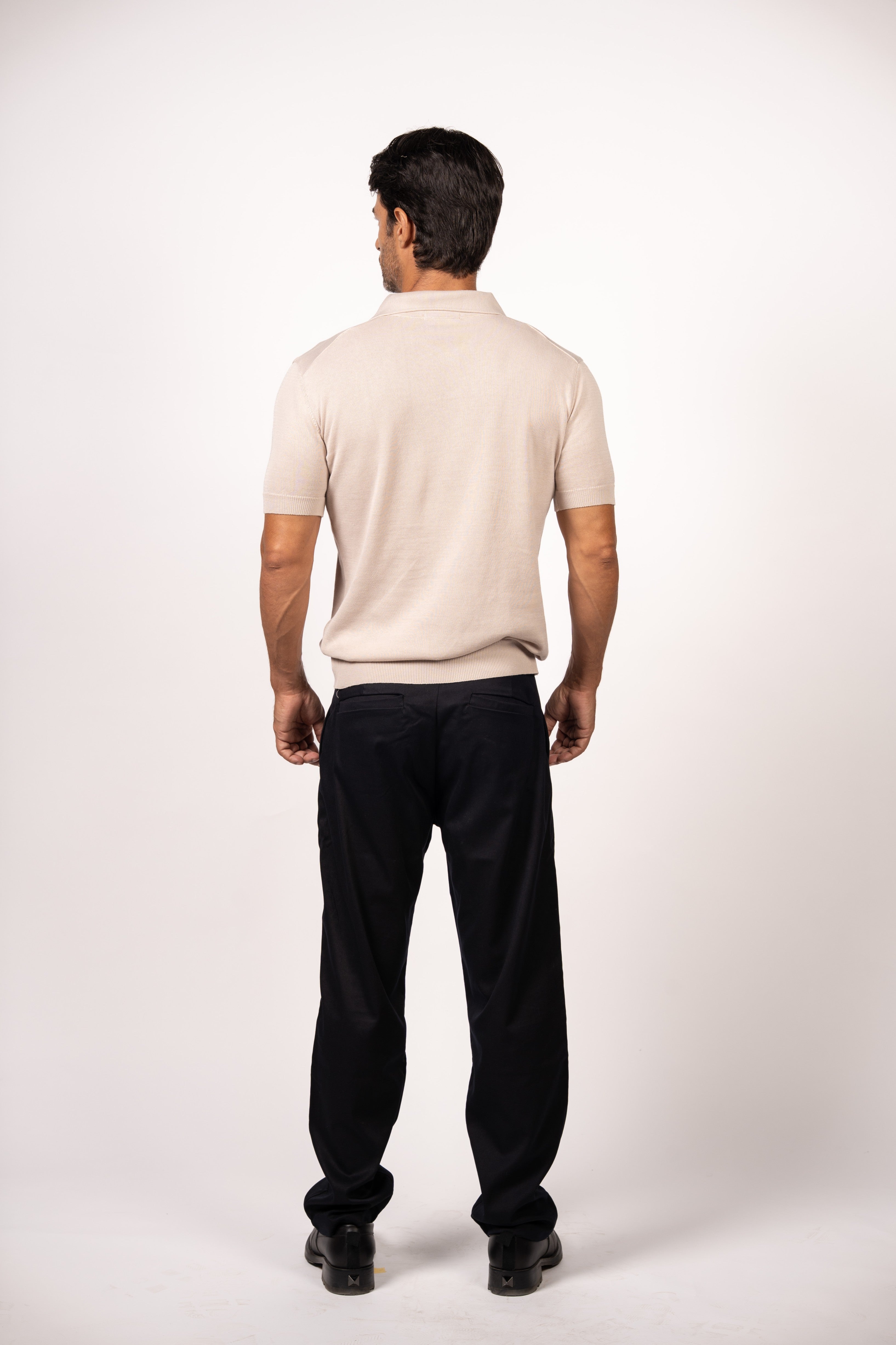 Essential Knit Polo-Beige