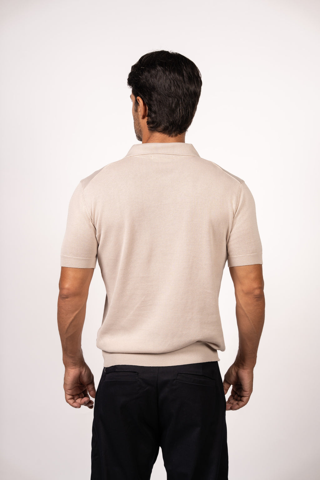 Essential Knit Polo-Beige