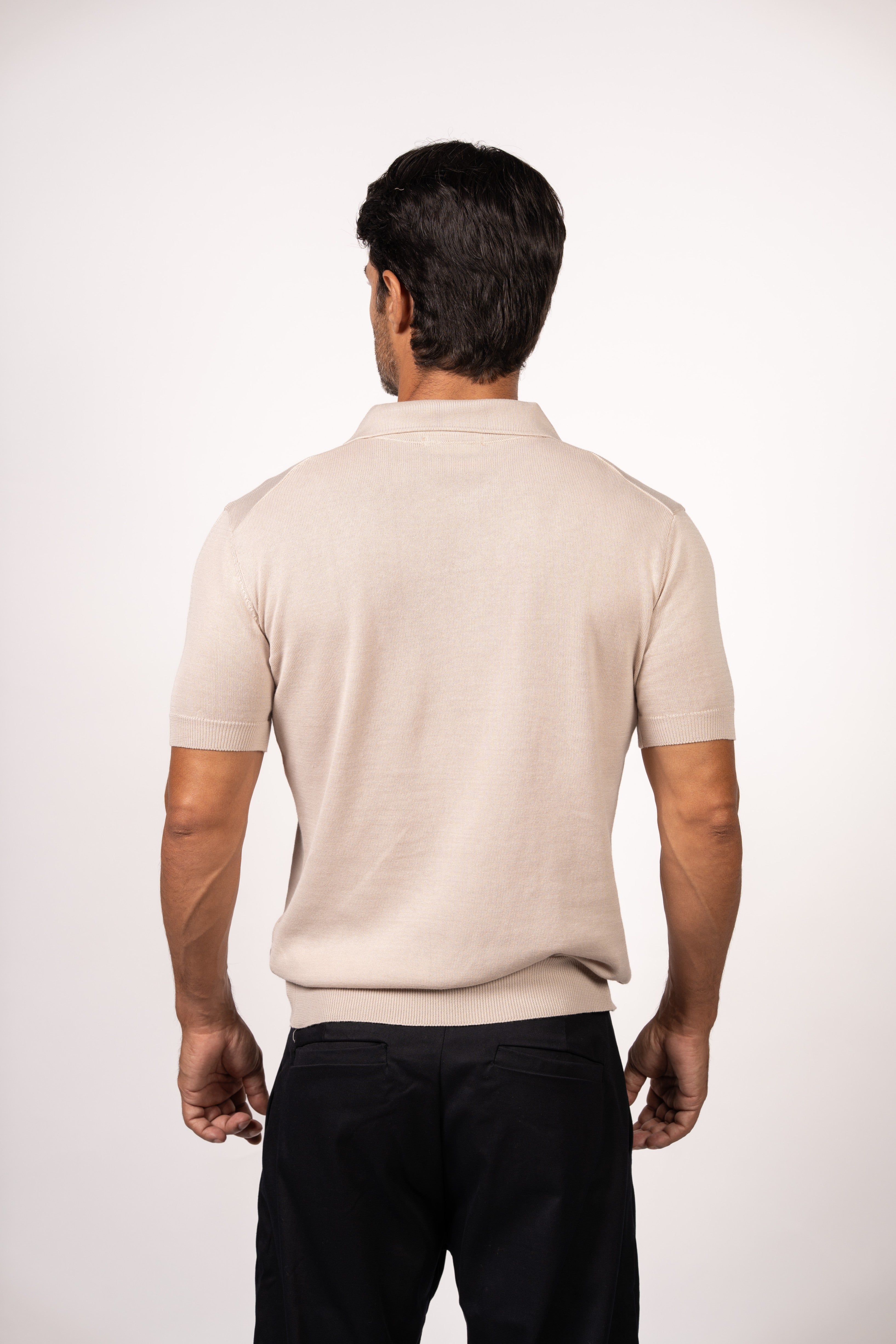 Essential Knit Polo-Beige
