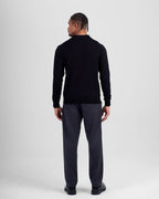 Long Sleeve Knit Polo - Black