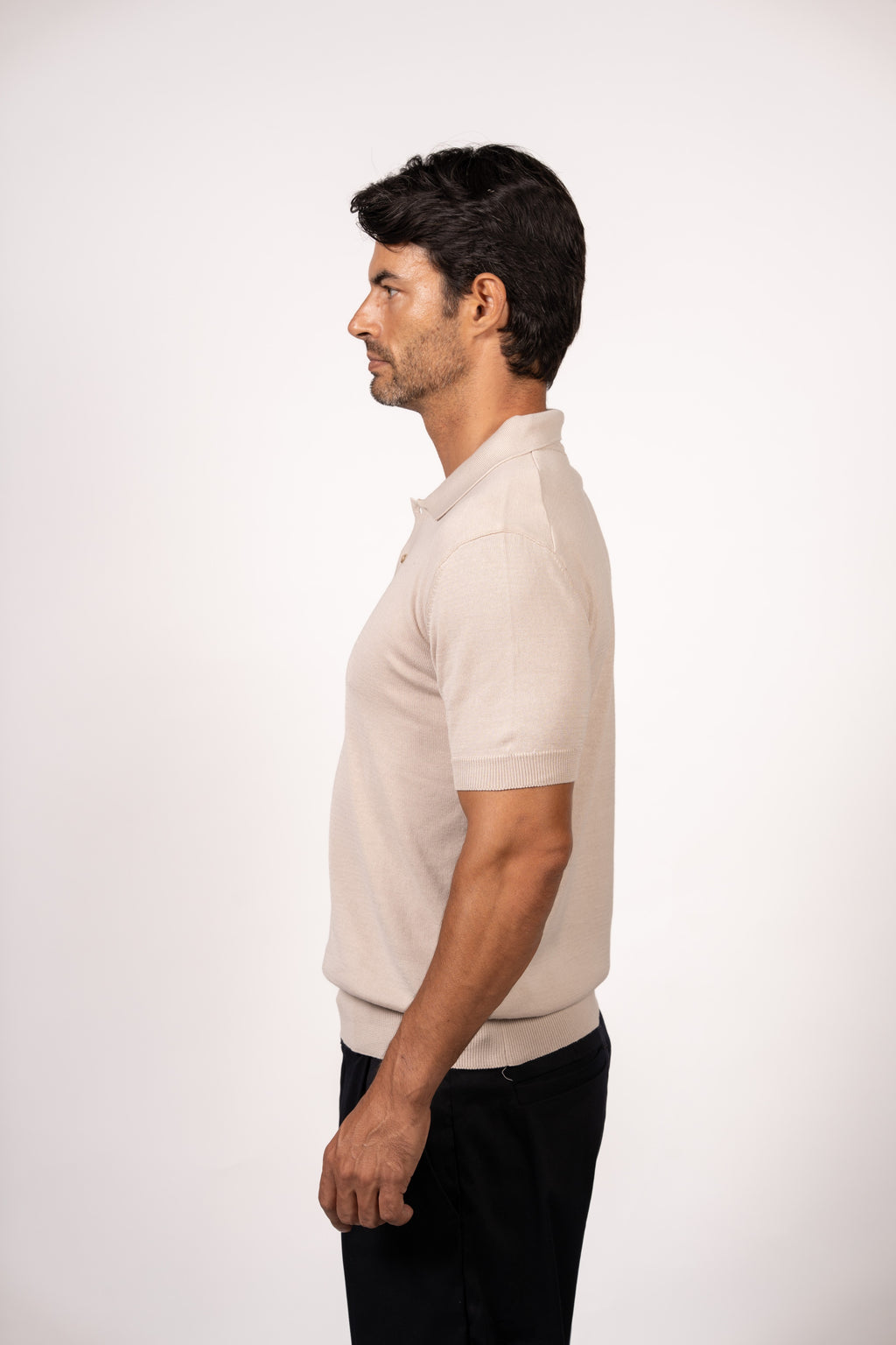 Essential Knit Polo-Beige