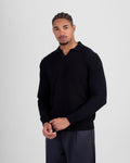Long Sleeve Knit Polo - Black