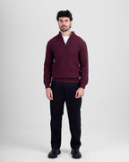 Wool Blend Quarter Zip - Burgundy