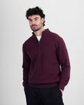 Wool Blend Quarter Zip - Burgundy