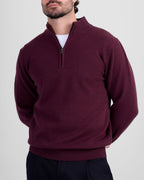 Wool Blend Quarter Zip - Burgundy