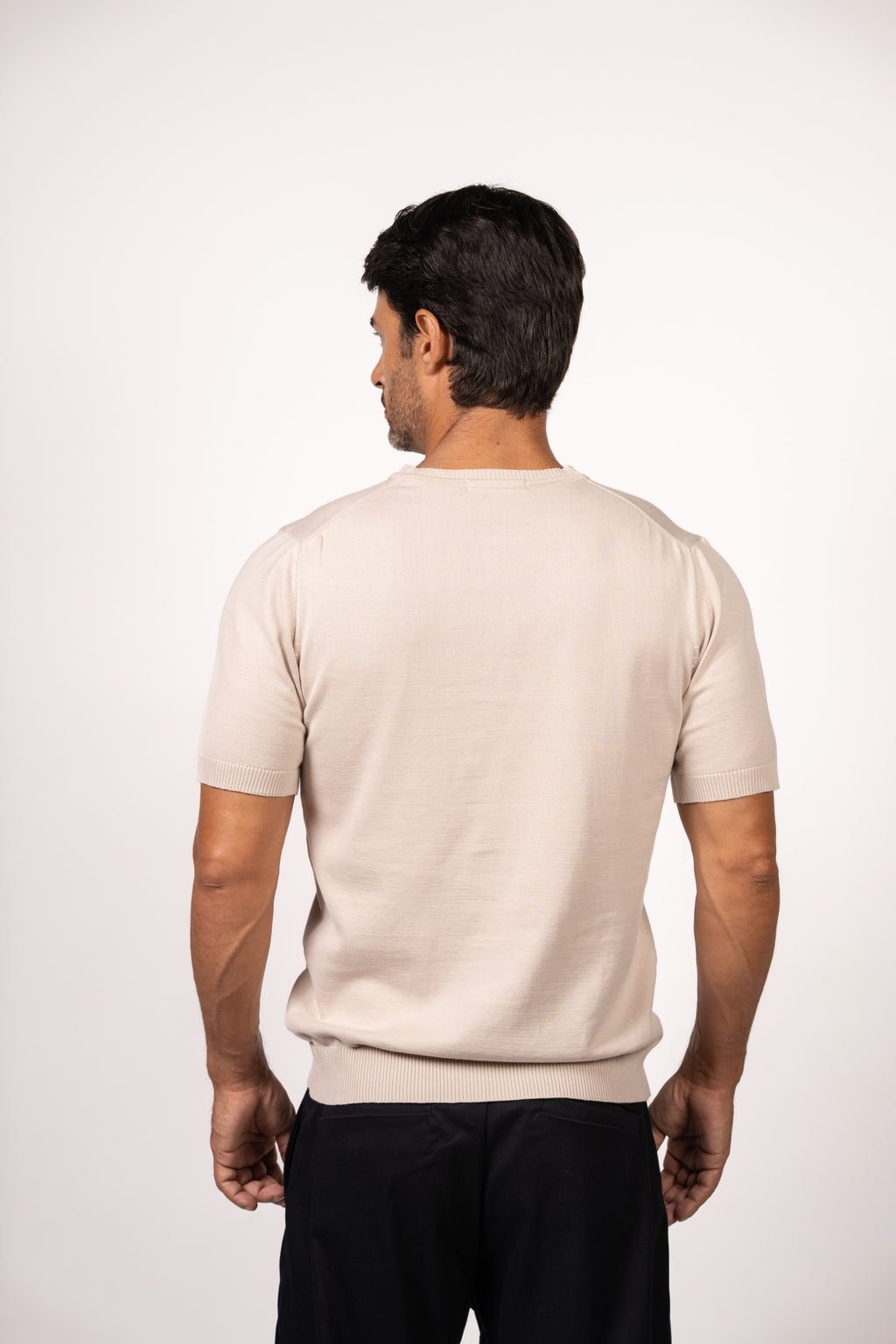 Basic Knitted Crewneck-Beige