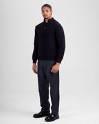 Wool Blend Quarter Zip - Black