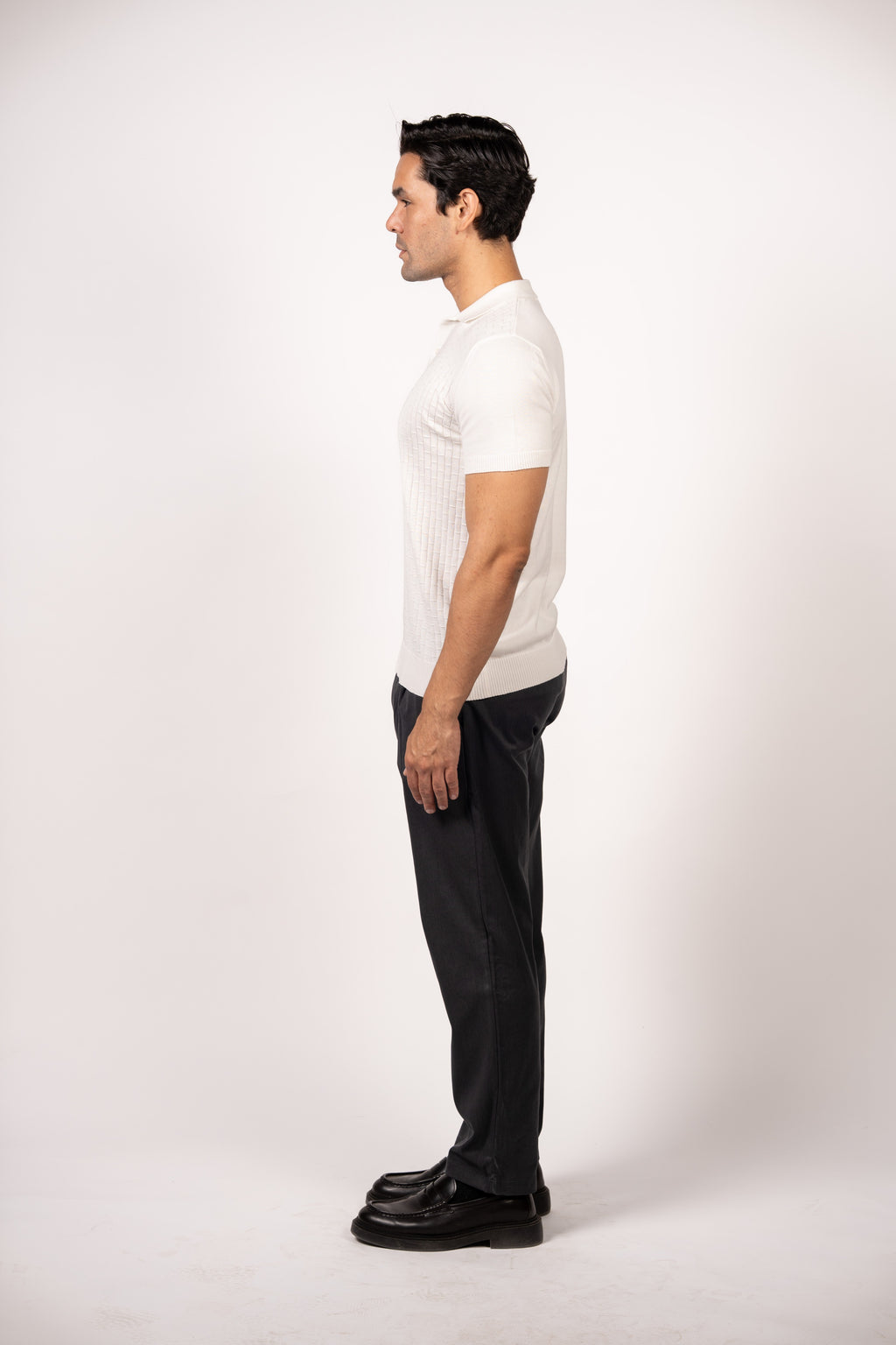 Bricks Textured Knit Polo-White