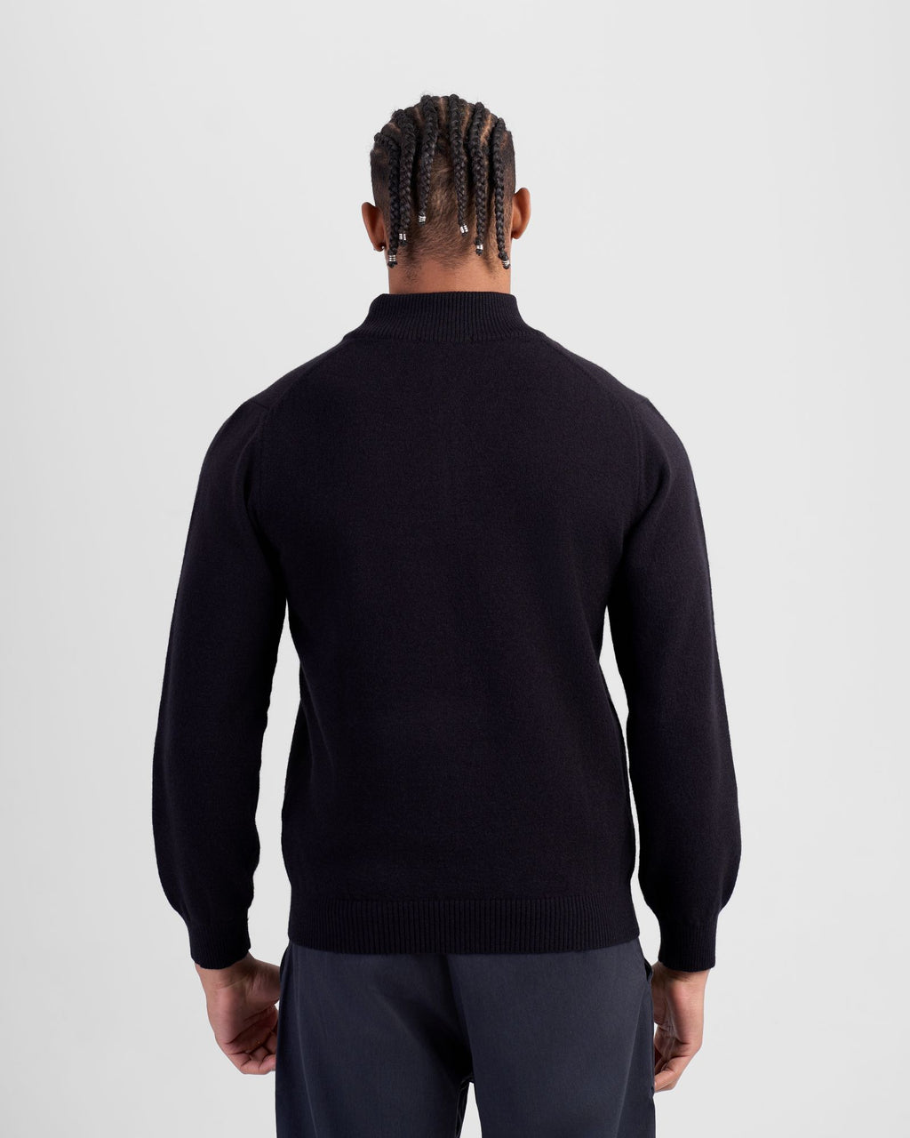 Wool Blend Quarter Zip - Black