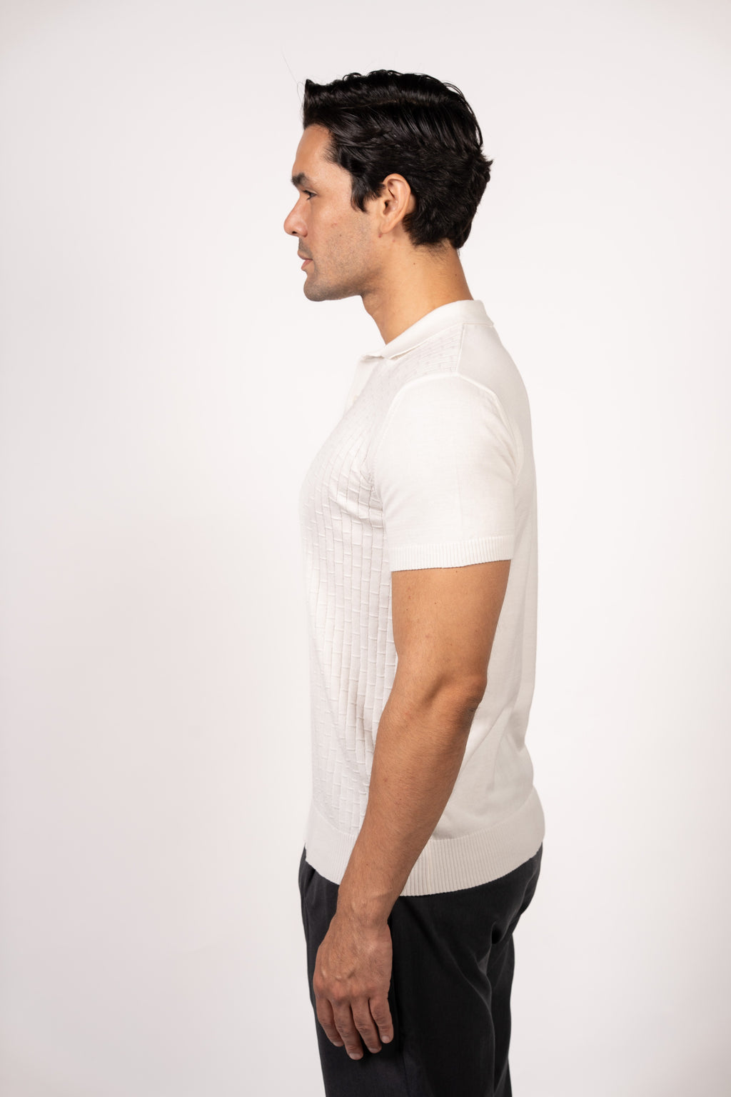 Bricks Textured Knit Polo-White