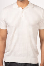 Bricks Textured Knit Polo-White