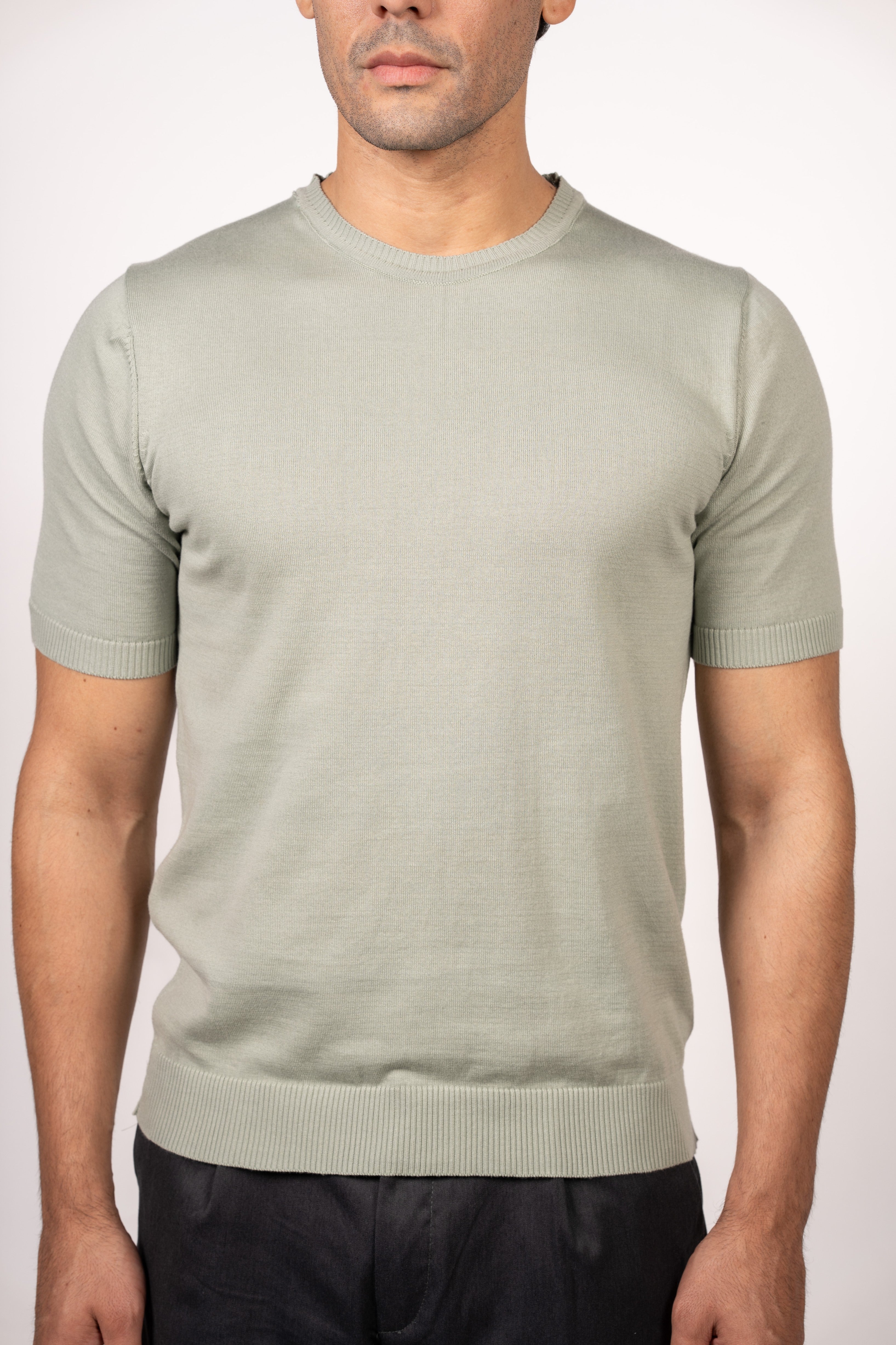 Basic Knitted Crewneck-Mint