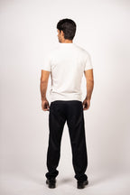 Braided Open Collar Knit Polo-White