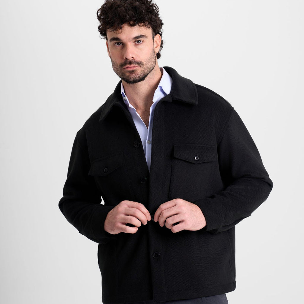 Textured Wool Jacket - Black