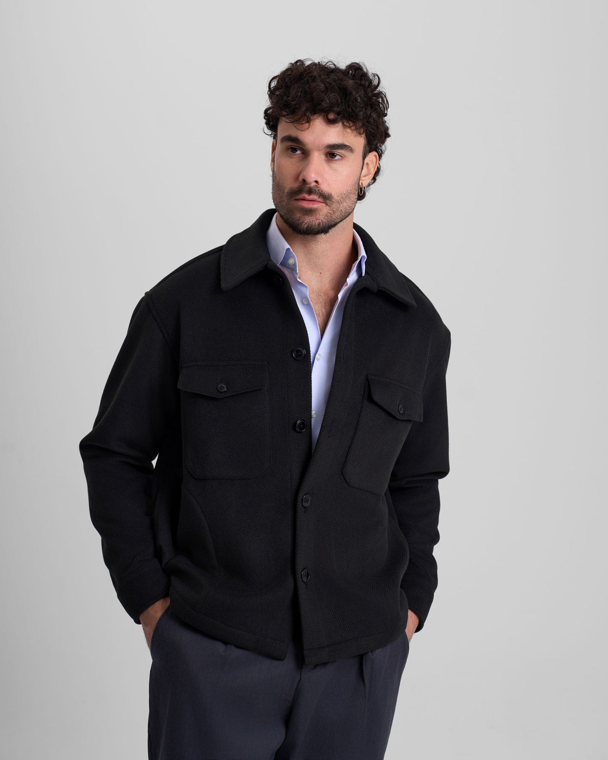 Textured Wool Jacket - Black