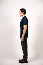 Bricks Textured Knit Polo-Navy