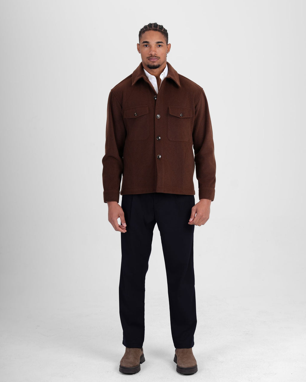 Textured Wool Jacket - Brown