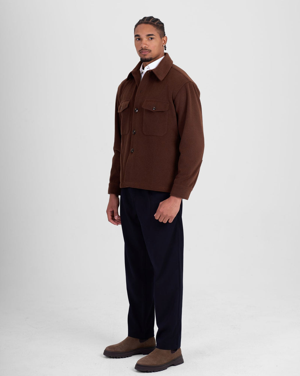 Textured Wool Jacket - Brown