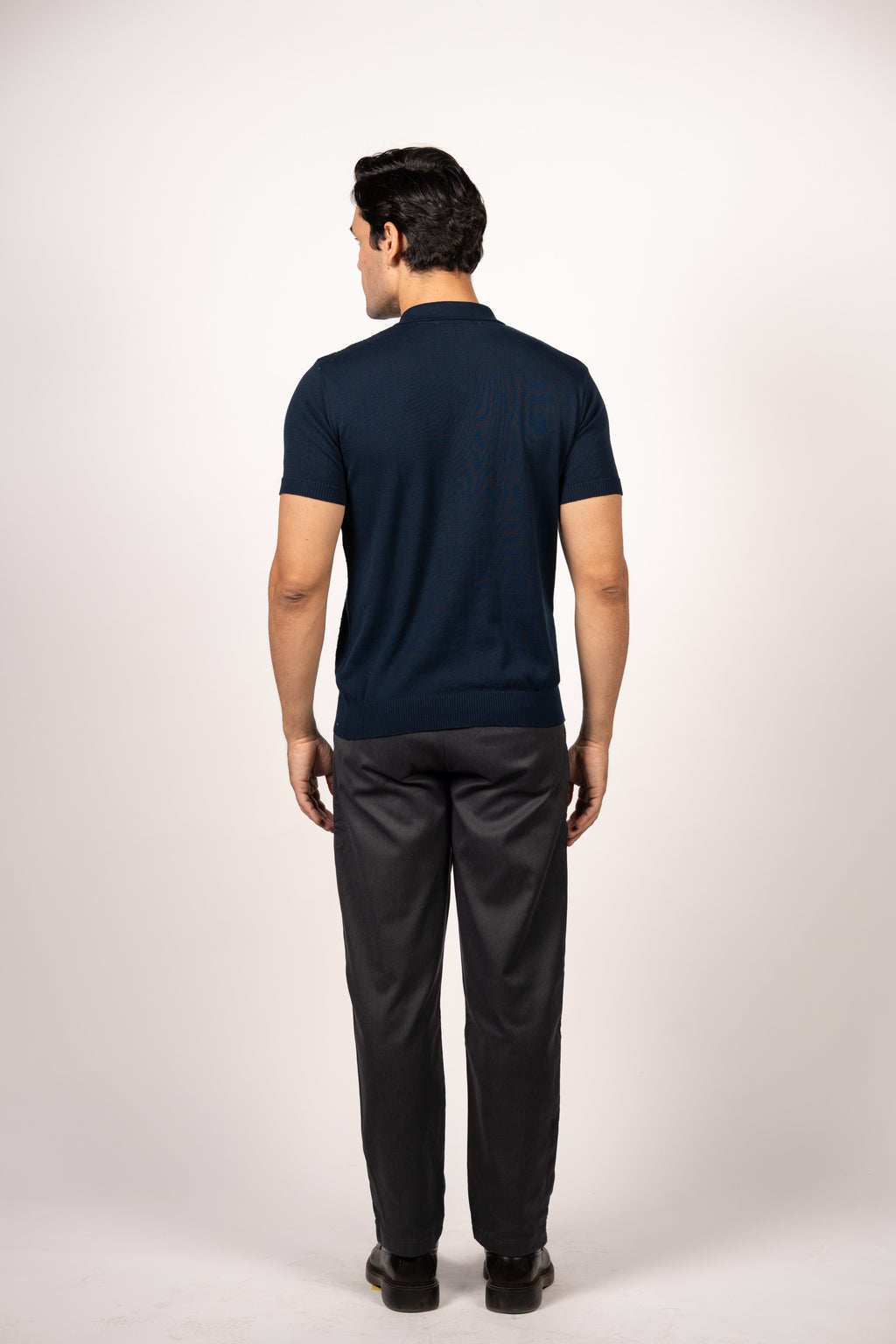 Bricks Textured Knit Polo-Navy