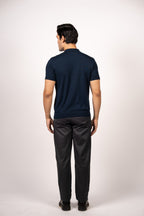 Bricks Textured Knit Polo-Navy