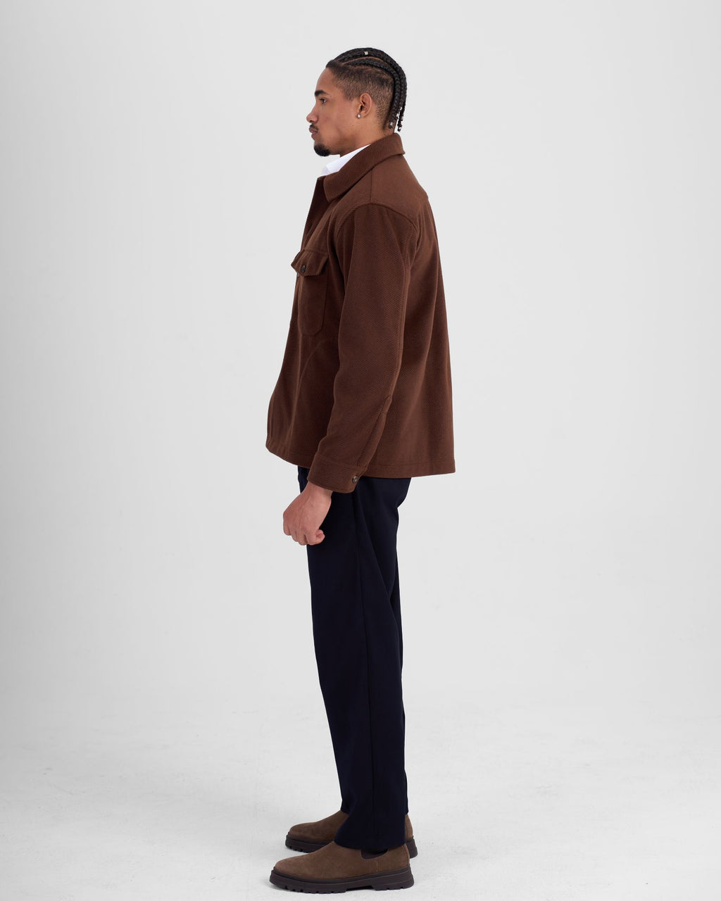 Textured Wool Jacket - Brown