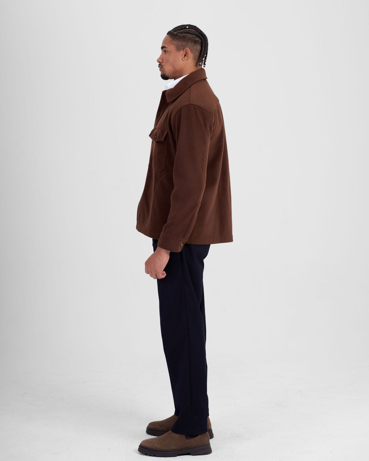 Textured Wool Jacket - Brown