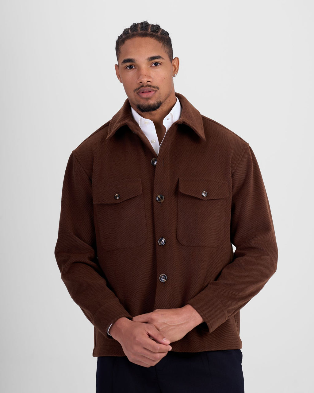 Textured Wool Jacket - Brown