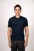Bricks Textured Knit Polo-Navy
