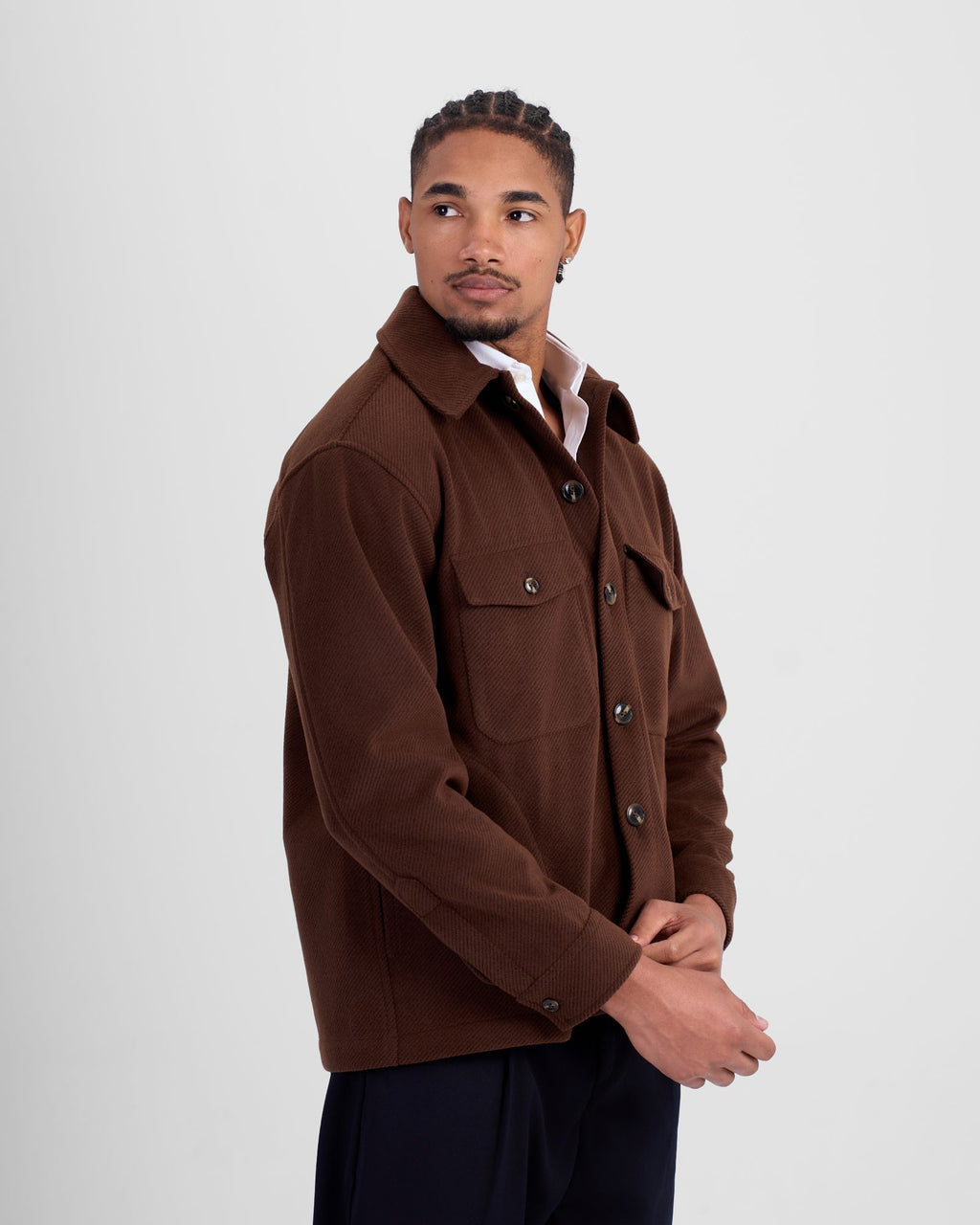Textured Wool Jacket - Brown
