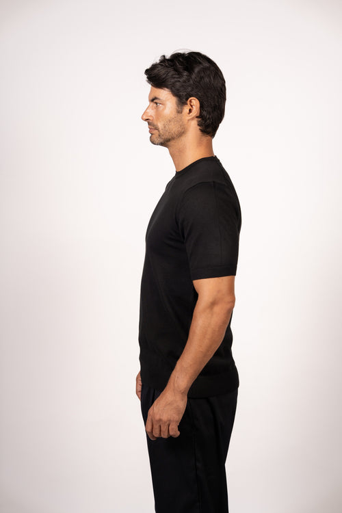 Basic Knitted Crewneck-Black