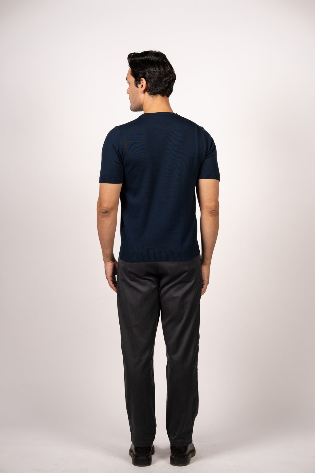 Basic Knitted Crewneck-Navy