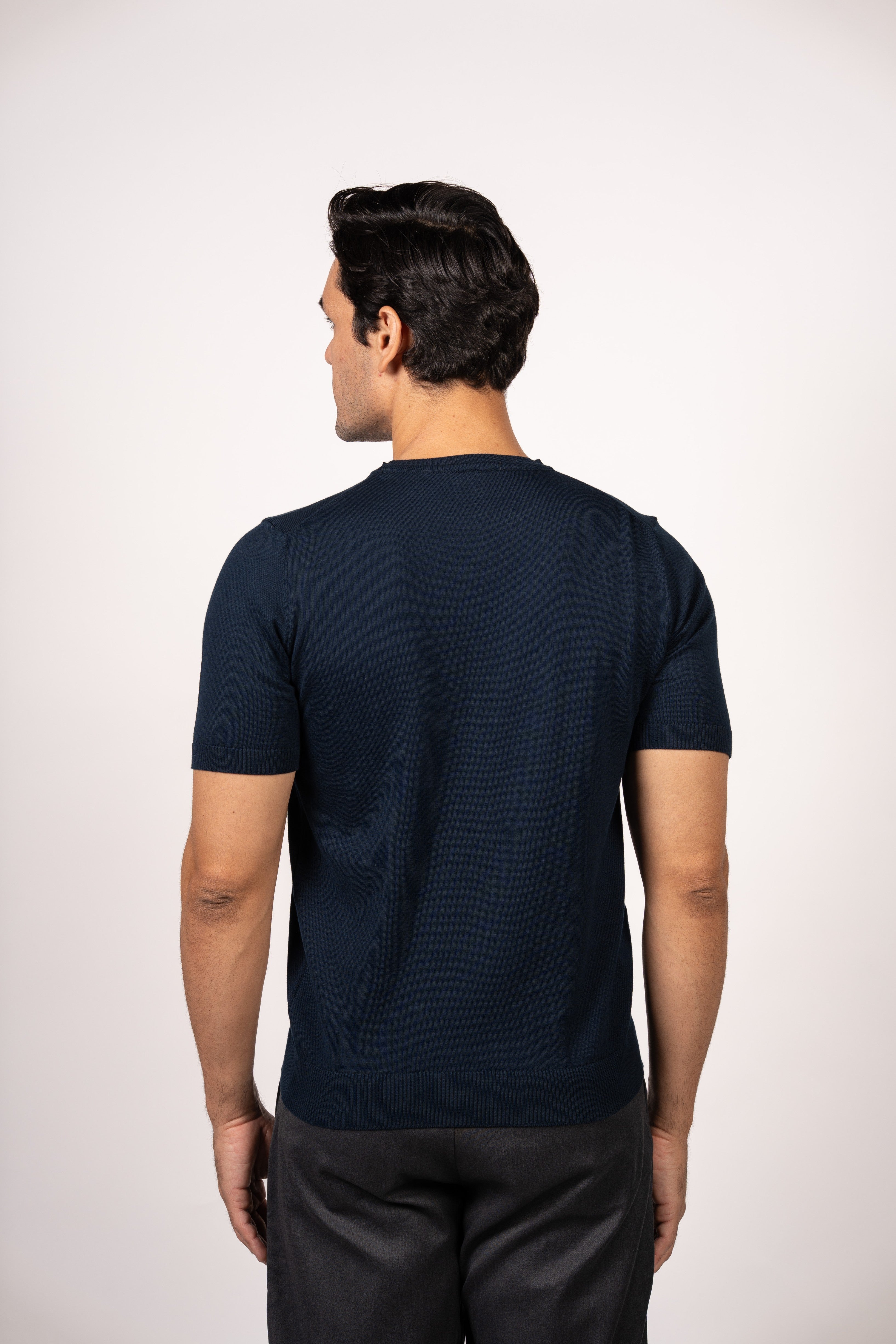 Basic Knitted Crewneck-Navy