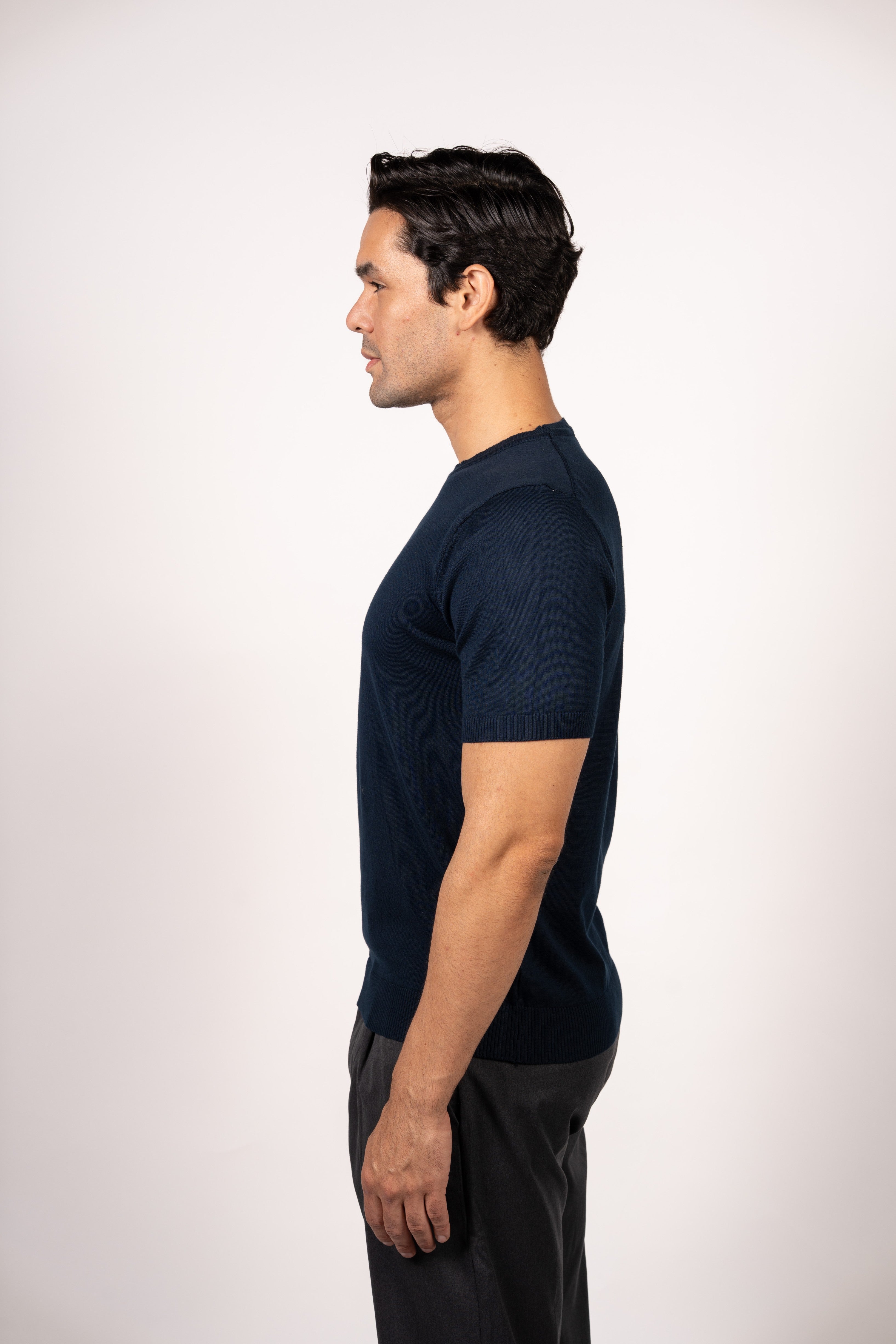 Basic Knitted Crewneck-Navy