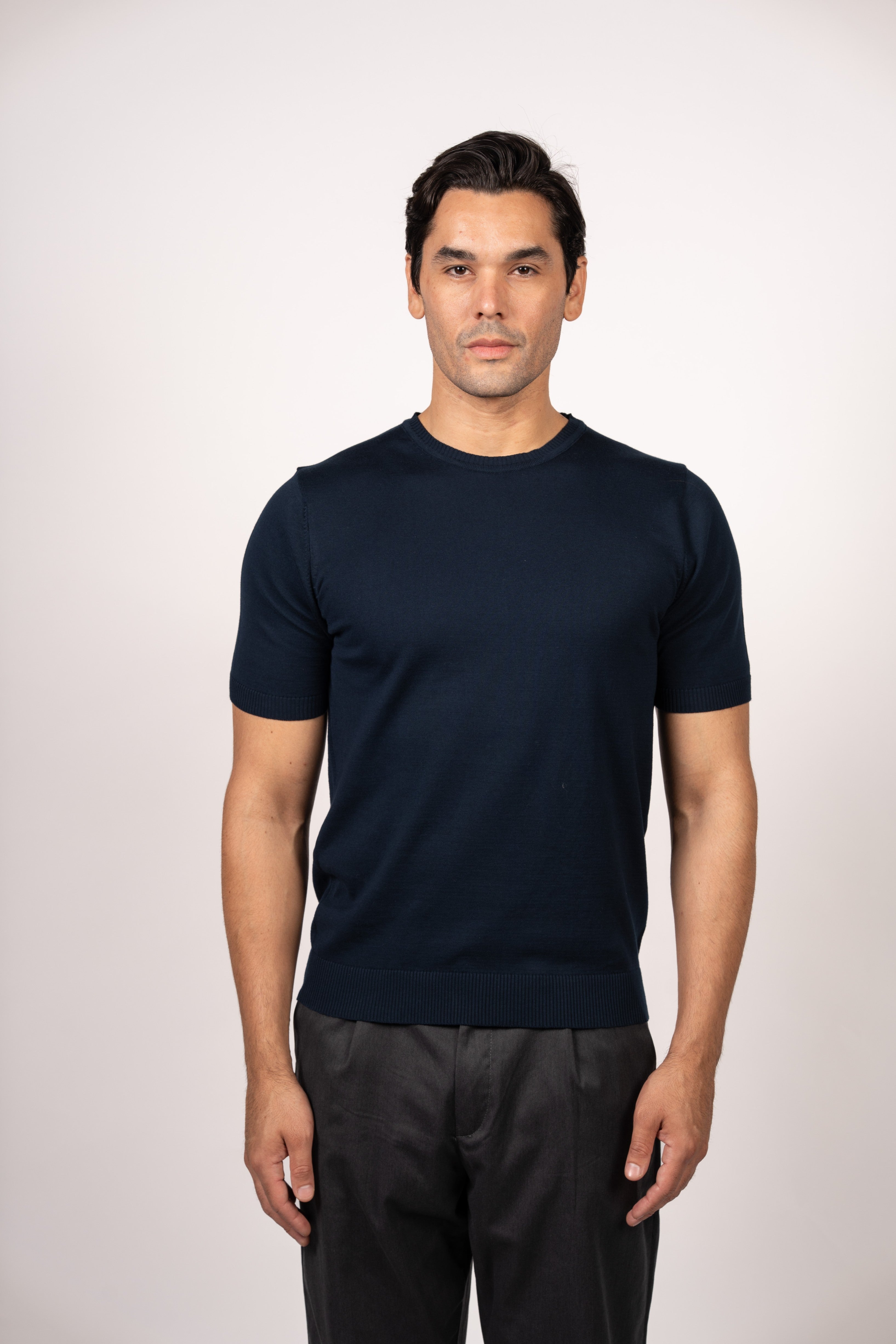 Basic Knitted Crewneck-Navy